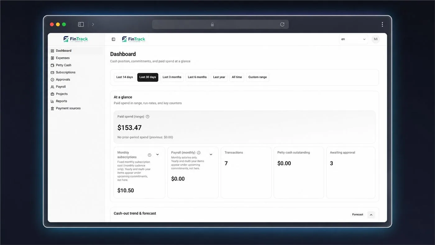 FinTrack dashboard screenshot