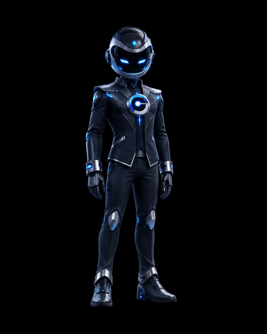 Axiro, Galaxiro's mascot, in a calm confident closing pose.